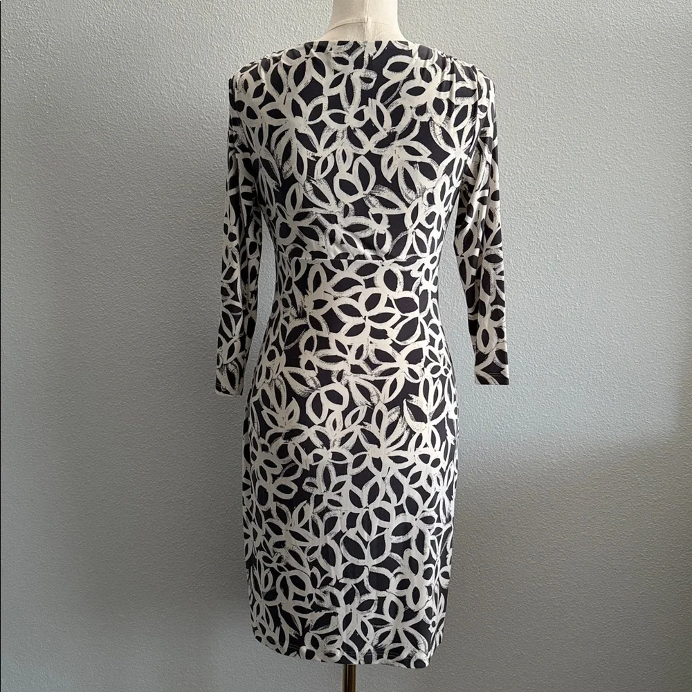 Lauren Ralph Lauren Black & White Ruched Wrap Dress Size 4